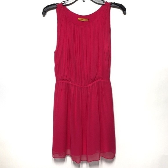 Alice+Olivia Pleated Silk Mini Dress Raspberry S - Picture 2 of 8